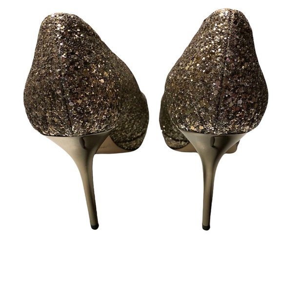 Jimmy Choo Luna Glitter Heel Peep-Toe Pumps size 40.5 - Picture 8 of 10